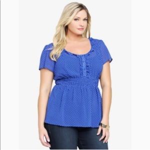 Torrid Polka Dot blue top. Size 1